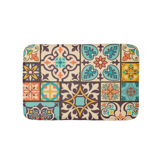Farbenfrohe Patchwork Islam Motifs Tile Badematte (Vorderseite)