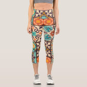 Farbenfrohe Patchwork Islam Motifs Tile Capri Leggings (Vorderseite)