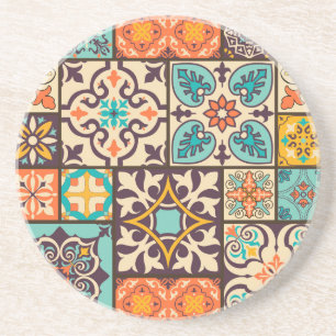 Farbenfrohe Patchwork Islam Motifs Tile Getränkeuntersetzer