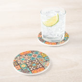 Farbenfrohe Patchwork Islam Motifs Tile Getränkeuntersetzer (Seite)