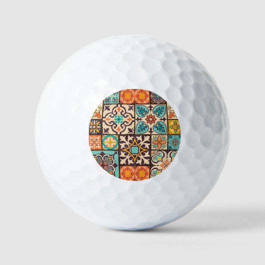 Farbenfrohe Patchwork Islam Motifs Tile Golfball (Vorderseite)