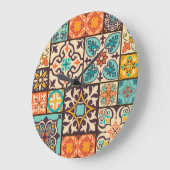 Farbenfrohe Patchwork Islam Motifs Tile Große Wanduhr (Winkel)