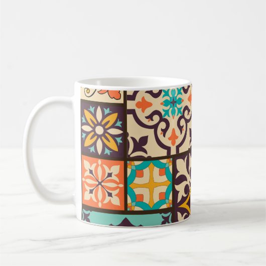 Farbenfrohe Patchwork Islam Motifs Tile Kaffeetasse (Links)