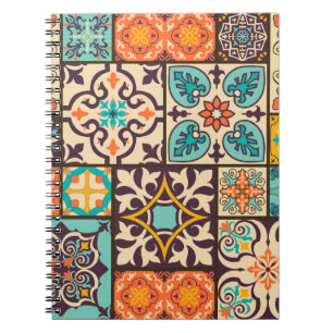 Farbenfrohe Patchwork Islam Motifs Tile Notizblock