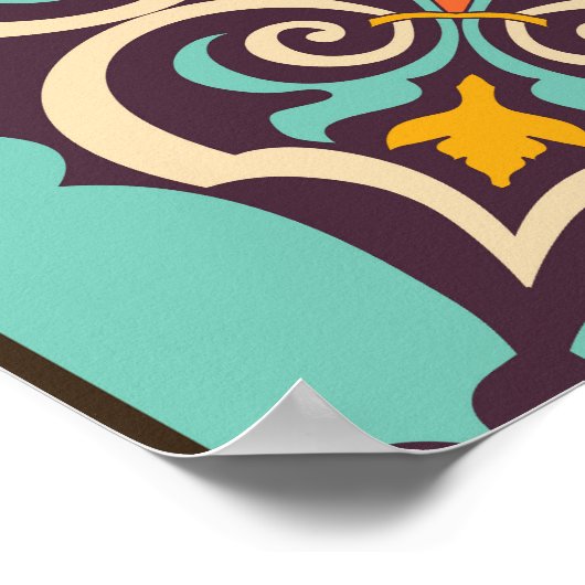Farbenfrohe Patchwork Islam Motifs Tile Poster (Ecke)