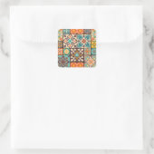 Farbenfrohe Patchwork Islam Motifs Tile Quadratischer Aufkleber (Tasche)