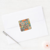 Farbenfrohe Patchwork Islam Motifs Tile Quadratischer Aufkleber (Umschlag)