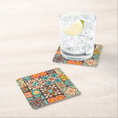 Farbenfrohe Patchwork Islam Motifs Tile Rechteckiger Pappuntersetzer (Vor Ort)