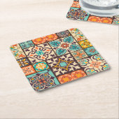 Farbenfrohe Patchwork Islam Motifs Tile Rechteckiger Pappuntersetzer (angewinkelt)