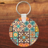 Farbenfrohe Patchwork Islam Motifs Tile Schlüsselanhänger (Rückseite)