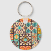 Farbenfrohe Patchwork Islam Motifs Tile Schlüsselanhänger (Rückseite)