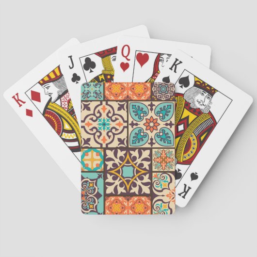 Farbenfrohe Patchwork Islam Motifs Tile Spielkarten (Rückseite)