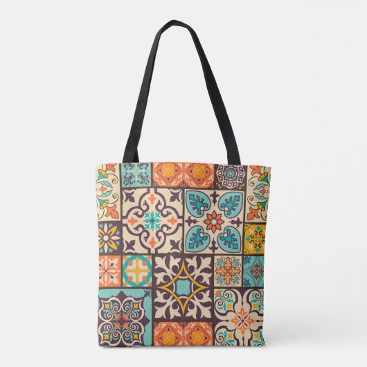 Farbenfrohe Patchwork Islam Motifs Tile Tasche (Rückseite)