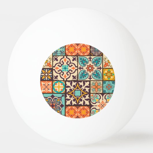 Farbenfrohe Patchwork Islam Motifs Tile Tischtennisball (Vorderseite)