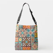 Farbenfrohe Patchwork Islam Motifs Tile Tragetaschen Mit Langen Trägern (Rückseite)