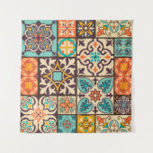 Farbenfrohe Patchwork Islam Motifs Tile Wandteppich (Vorderseite (Horizontal))