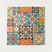 Farbenfrohe Patchwork Islam Motifs Tile Wandteppich (Vorderseite)