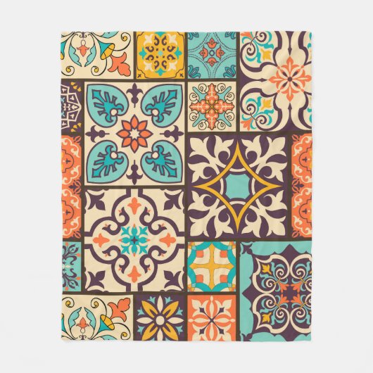 Farbenfrohe Patchwork-Islam-Motive Kachel Fleecedecke (Vorderseite)