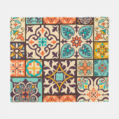 Farbenfrohe Patchwork-Islam-Motive Kachel Fleecedecke (Vorderseite (Horizontal))
