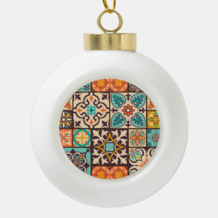 Farbenfrohe Patchwork-Islam-Motive Kachel Keramik Kugel-Ornament