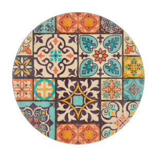 Farbenfrohe Patchwork-Islam-Motive Kachel Schneidebrett