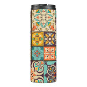 Farbenfrohe Patchwork-Islam-Motive Kachel Thermosbecher (Rückseite)