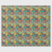 Farbenfrohe Patchwork-islamische Fliese nahtlos Geschenkpapier (Flach)