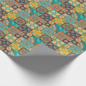 Farbenfrohe Patchwork-islamische Fliese nahtlos Geschenkpapier (Ecke)
