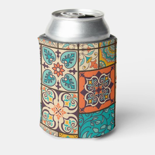 Farbenfrohe Patchwork Islamische Majolika Dosenkühler (Kanne Rückseite)