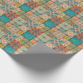 Farbenfrohe Patchwork Islamische Majolika Geschenkpapier (Ecke)