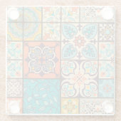 Farbenfrohe Patchwork Islamische Majolika Glasuntersetzer (Rückseite)