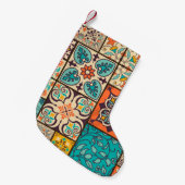 Farbenfrohe Patchwork Islamische Majolika Kleiner Weihnachtsstrumpf (Vorderansicht (hängend))