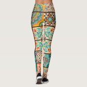 Farbenfrohe Patchwork Islamische Majolika Leggings (Rückseite)
