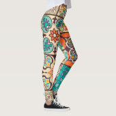 Farbenfrohe Patchwork Islamische Majolika Leggings (Rechts)