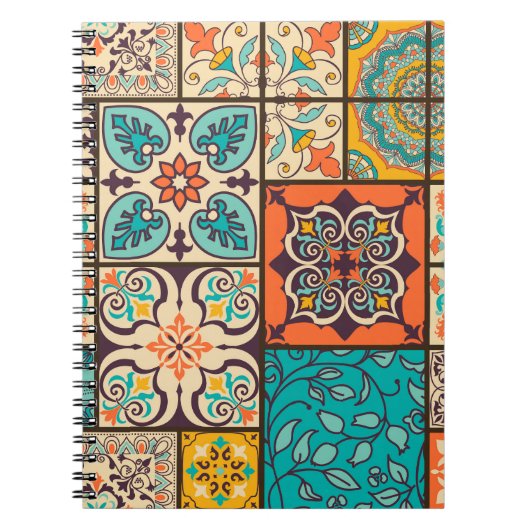 Farbenfrohe Patchwork Islamische Majolika Notizblock (Vorderseite)