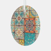 Farbenfrohe Patchwork Islamische Majolika Ornament Aus Glas (Vorderseite links)