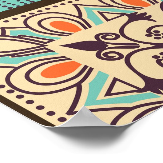 Farbenfrohe Patchwork Islamische Majolika Poster (Ecke)