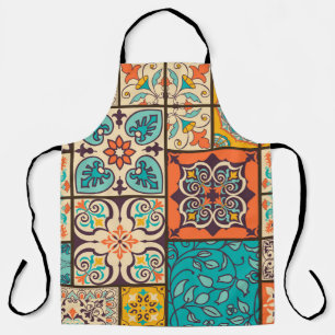 Farbenfrohe Patchwork Islamische Majolika Schürze