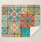 Farbenfrohe Patchwork Islamische Majolika Sherpadecke (Vorderseite (Horizontal))