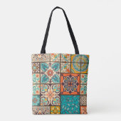 Farbenfrohe Patchwork Islamische Majolika Tasche (Rückseite)