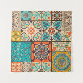 Farbenfrohe Patchwork Islamische Majolika Wandteppich (Vorderseite (Horizontal))