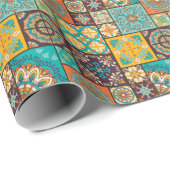 Farbenfrohe Patchwork Islamische Tile Nahtlos Geschenkpapier (Rolleneckpunkt)