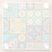 Farbenfrohe Patchwork Islamische Tile Nahtlos Glasuntersetzer (Rückseite)