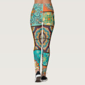 Farbenfrohe Patchwork Islamische Tile Nahtlos Leggings (Rückseite)