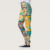 Farbenfrohe Patchwork Islamische Tile Nahtlos Leggings (Links)