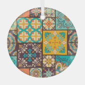 Farbenfrohe Patchwork Islamische Tile Nahtlos Ornament Aus Glas (Vorderseite)