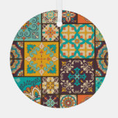 Farbenfrohe Patchwork Islamische Tile Nahtlos Ornament Aus Glas (Rückseite)