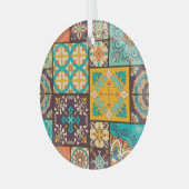 Farbenfrohe Patchwork Islamische Tile Nahtlos Ornament Aus Glas (Vorderseite links)