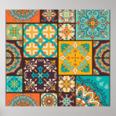 Farbenfrohe Patchwork Islamische Tile Nahtlos Poster (Vorne)