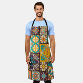 Farbenfrohe Patchwork Islamische Tile Nahtlos Schürze (Getragen)